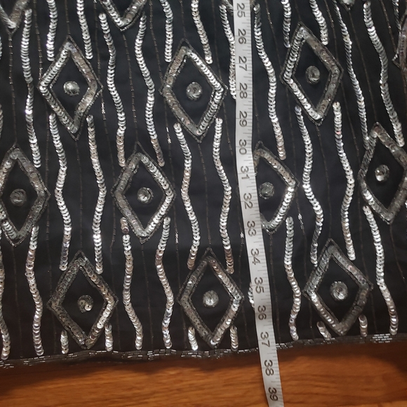 JMC Medium Beaded Sequin Dress  Black Short Sleeve Silk Cocktail  party Wear NWT - Picture 3 of 8